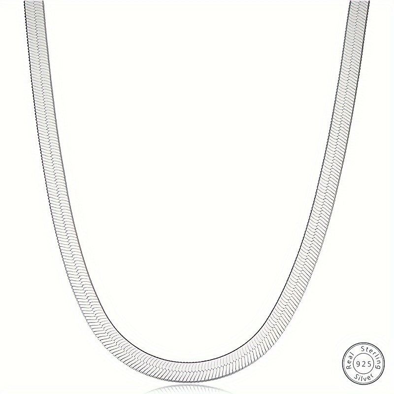 925 Silver Flat Snake Chain Unisex Gift Character Pattern