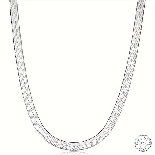 925 Silver Flat Snake Chain Unisex Gift Character Pattern