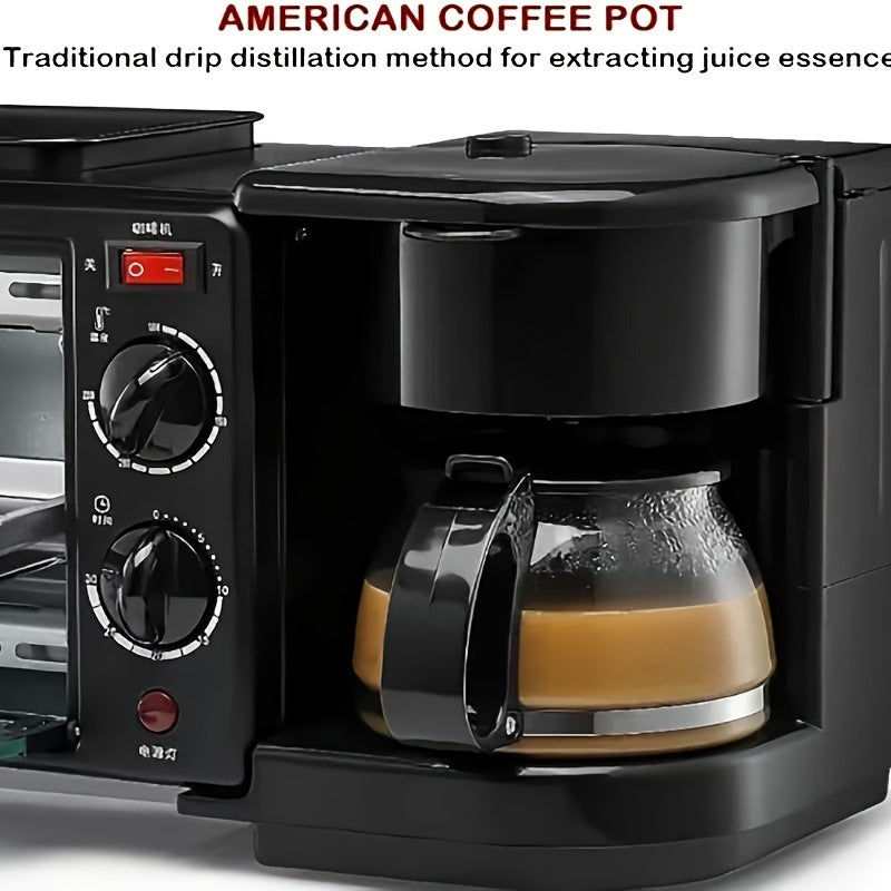 3 In 1 Portable Oven With Coffee Maker And Non-stick Grill