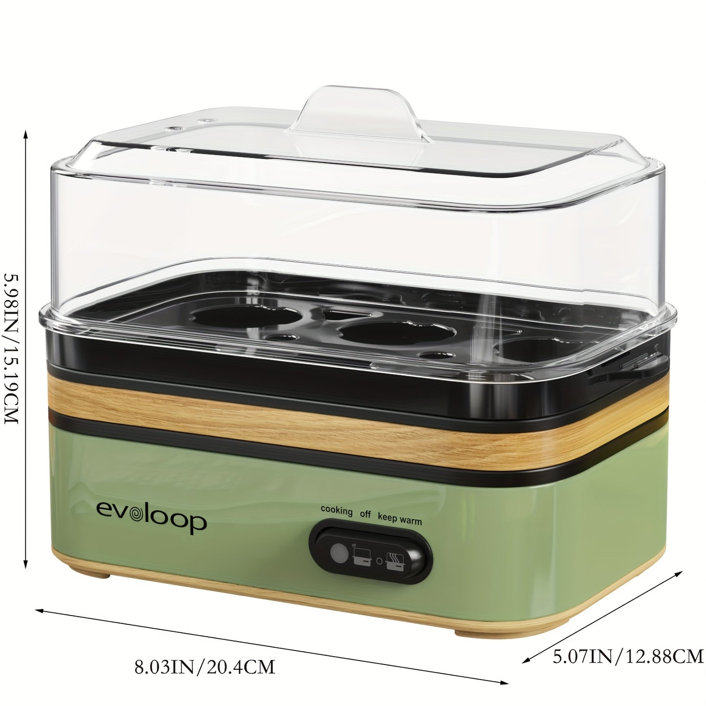 Evoloop Rapid Egg Cooker For Hard Boiled Eggs, Poached Eggs, Scrambled Eggs, Or Omelets With Auto Shut Off