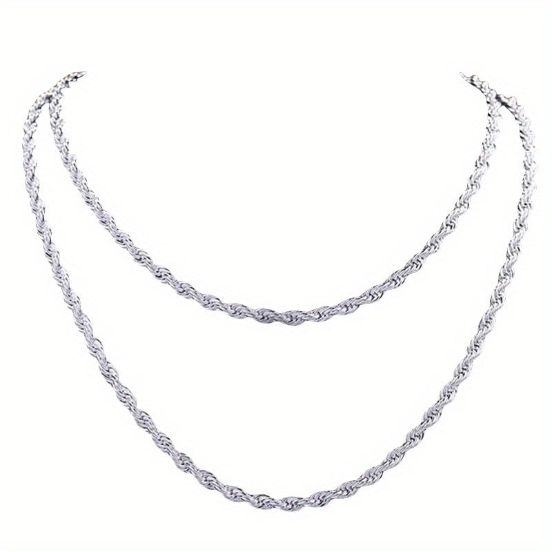 3Mm 925 Sterling Silver Rope Chain Necklace - Clasp Link Chain for Men and Women 30'' - Perfect for Wedding Party, Prom