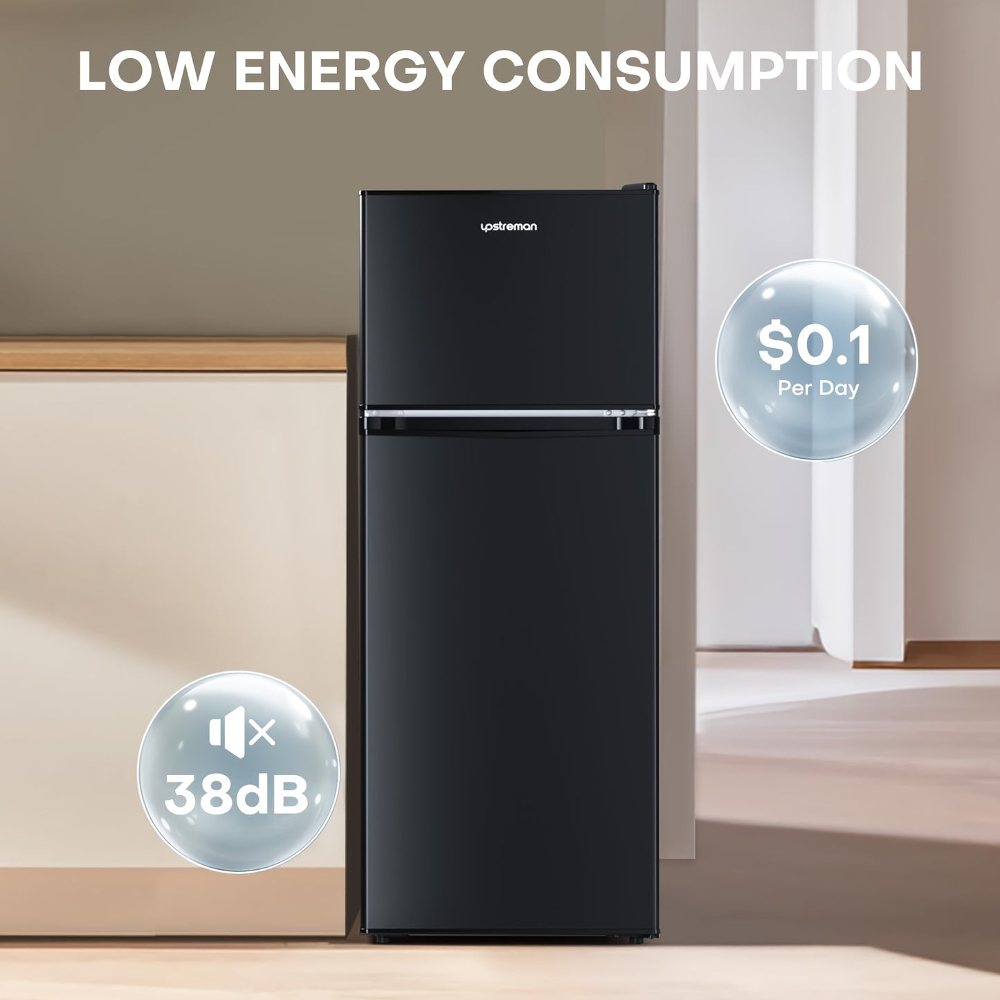 4.0 Cu.Ft Compact Refrigerator Freezer Energy-Efficient Quiet