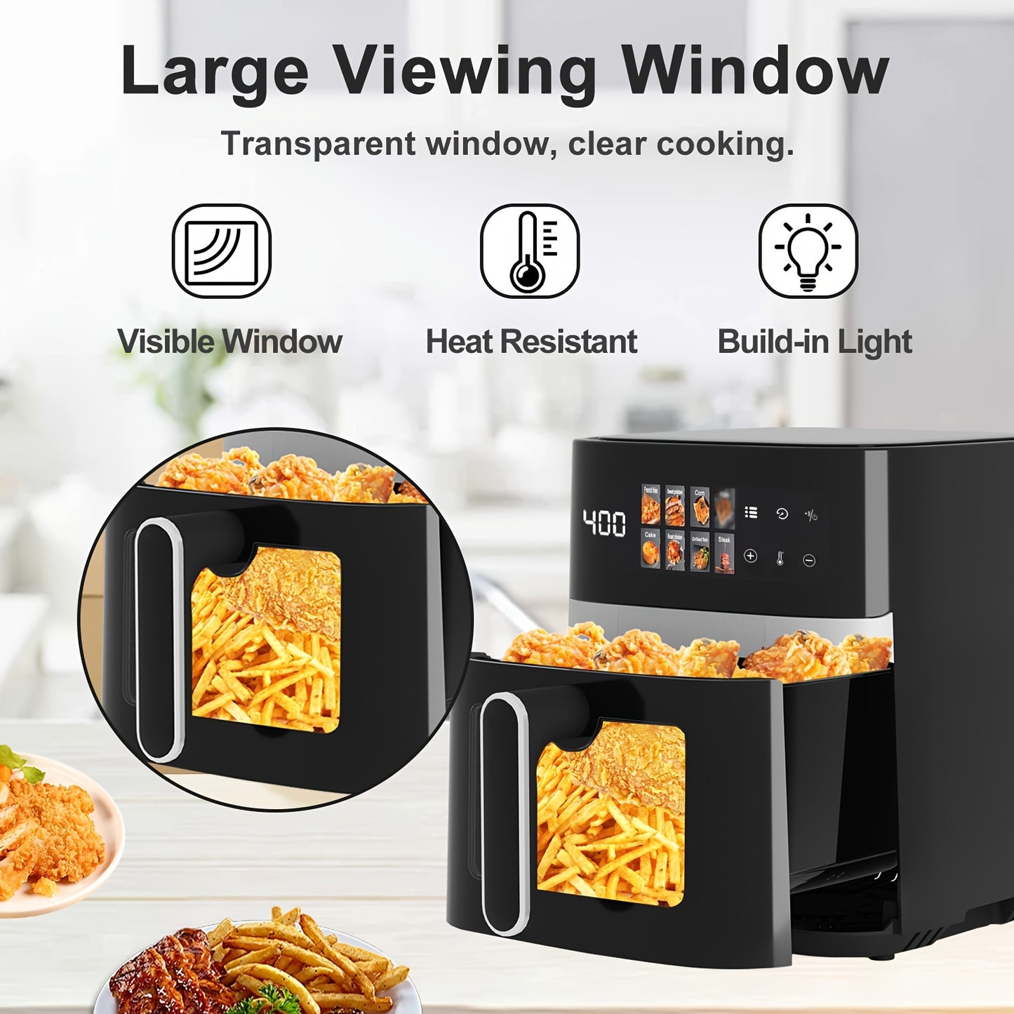 5-Quart Large Capacity Air Fryer With 8 One-Touch Preset Functions