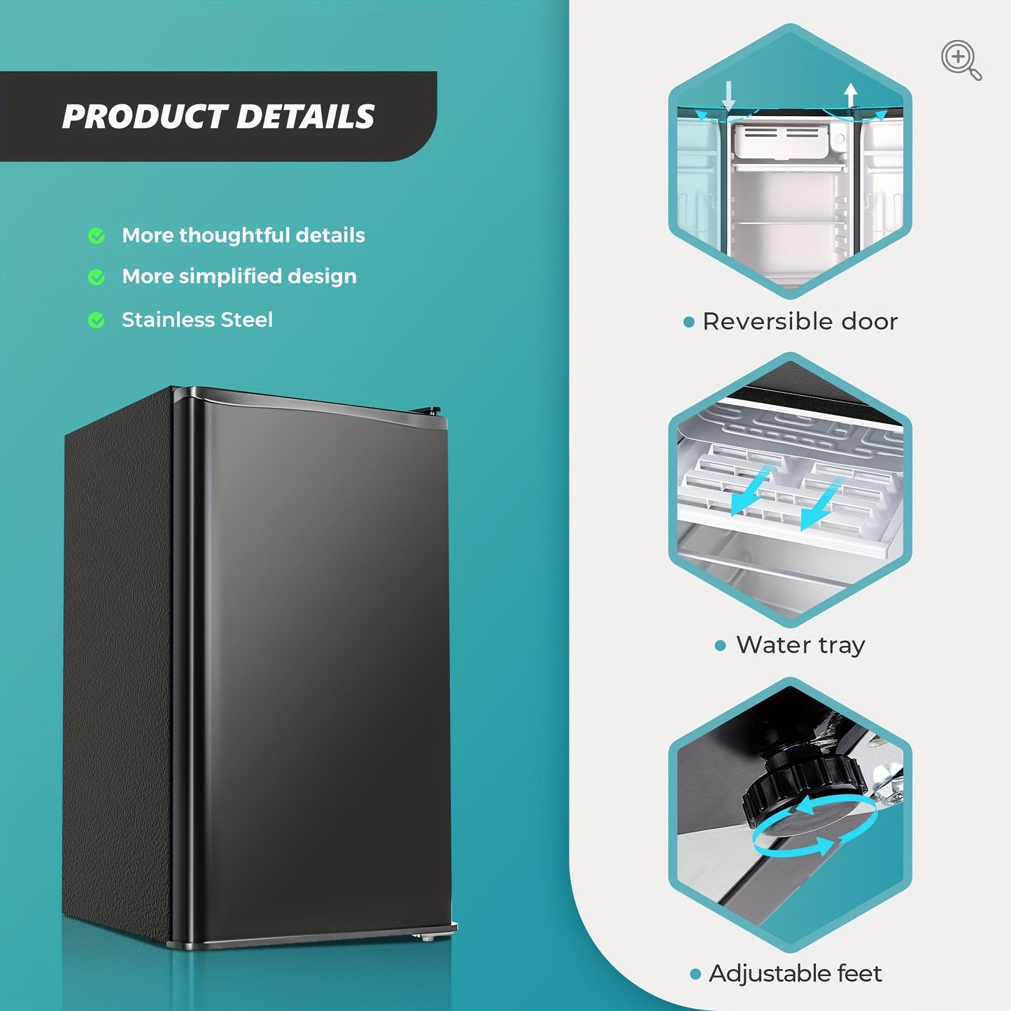 3.2 Cu.Ft Compact Mini Fridge with Freezer Energy Saving Design