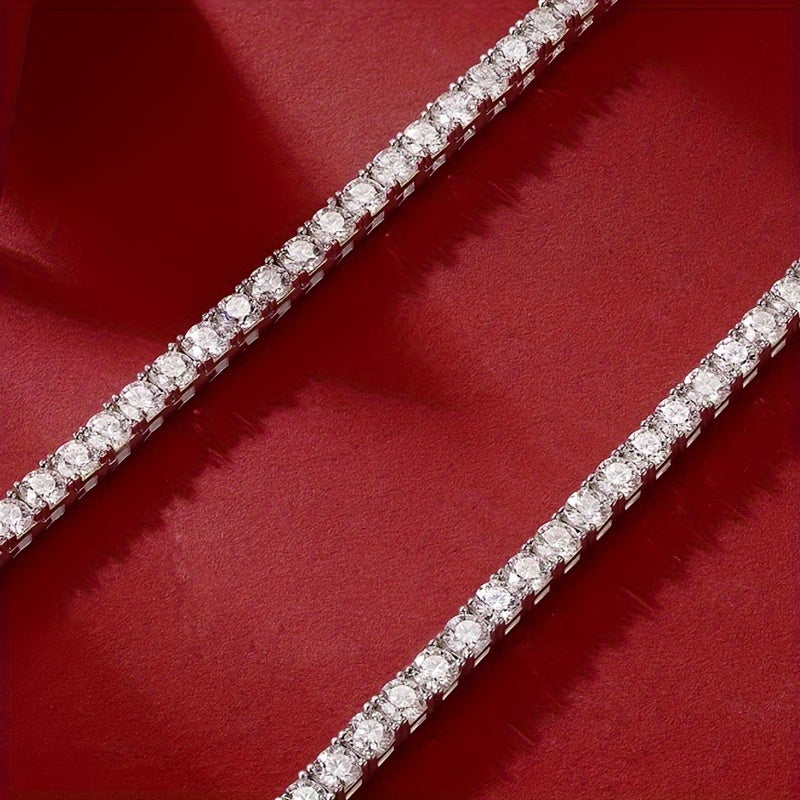 Moissanite Necklace - 925 Sterling Silver Tennis Chain Couples