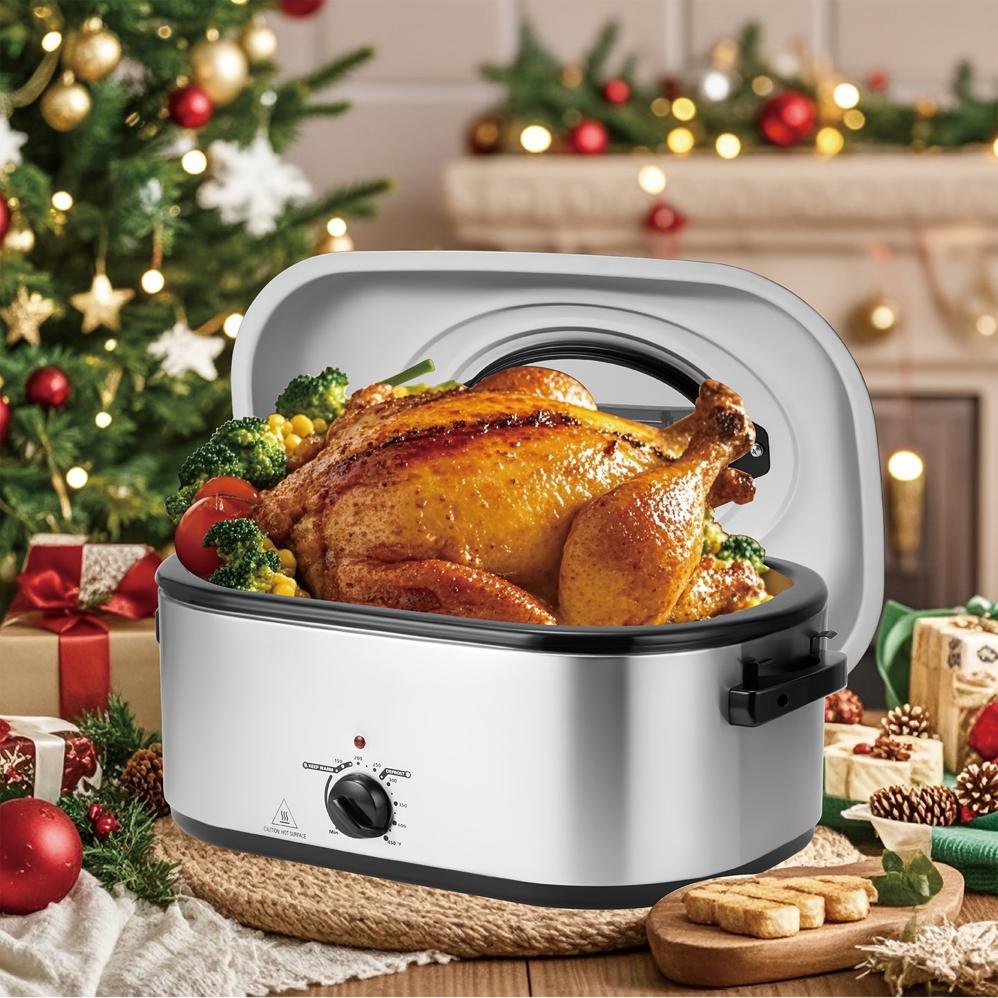 28 Quart Electric Roaster Pan With Self-Basting Lid 28LB