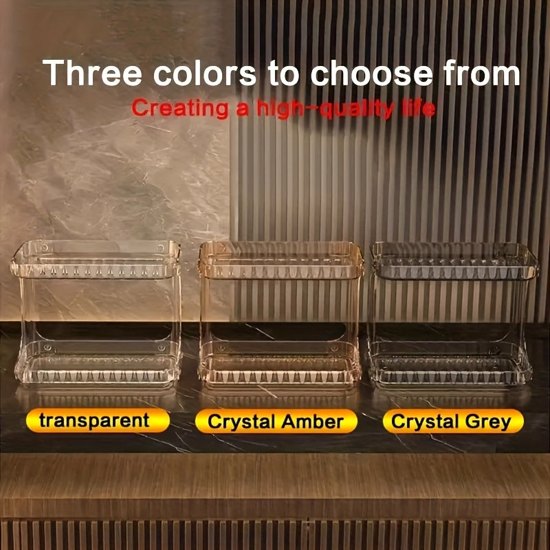 1pc Double Layer Bathroom Storage Rack 2 Tier Bathroom Organizer for Perfumes and Makeups Skincare Toiletries Modern Desktop Storage Holder