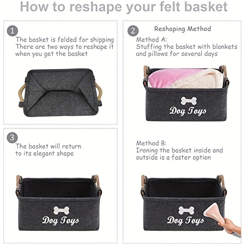 Perfect Pet Storage Basket Chest Organizer Felt Dog Toy Box
