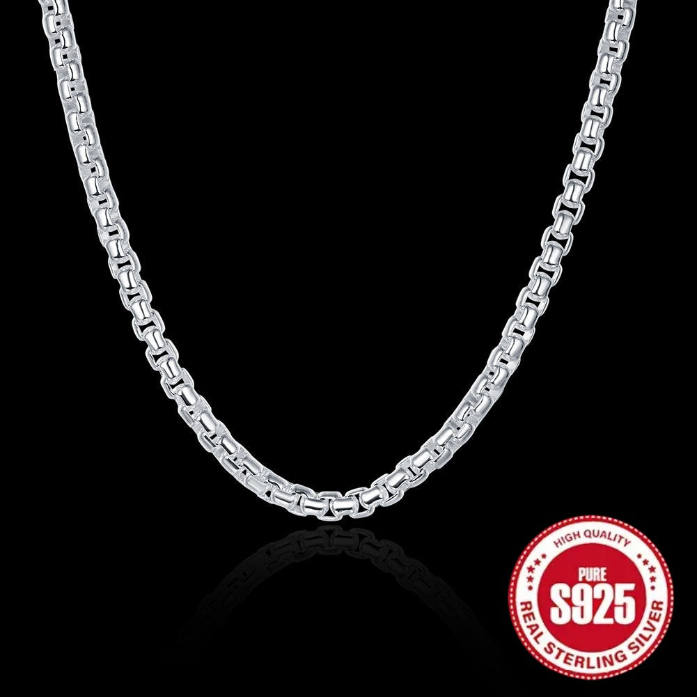 1 Set Men's 925 Sterling Silver Chain Necklace and Bracelet, Hip-Hop Style, Elegant Round Bead, Simple Shiny Chain, Fashion Jewelry Accessories