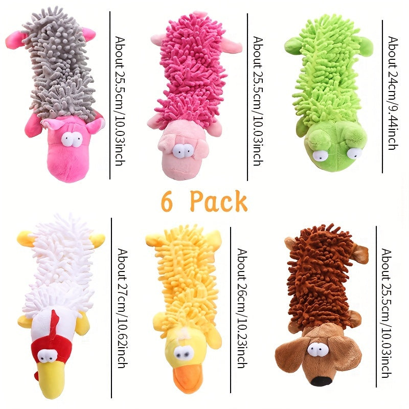 6 Pack Durable Pet Squeak Toys No Stuffing Plush Dogs Chew Toy for Small Medium Large Breed Chewers Squeaky Interactive Teething Toy Tough Puppy Supplies Best Birthday Gift for Dog Lovers