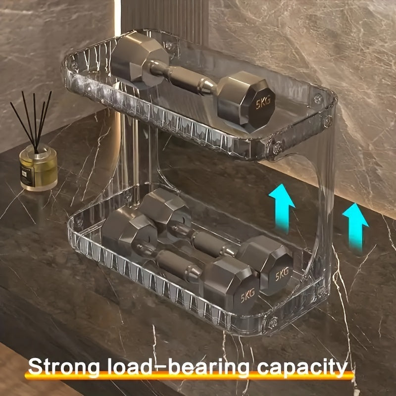 1pc Double Layer Bathroom Storage Rack 2 Tier Bathroom Organizer for Perfumes and Makeups Skincare Toiletries Modern Desktop Storage Holder