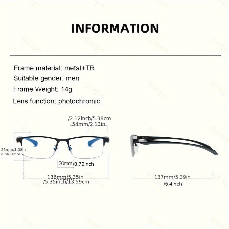1pc Elegant TR90 Photochromic Progressive Multifocal Glasses