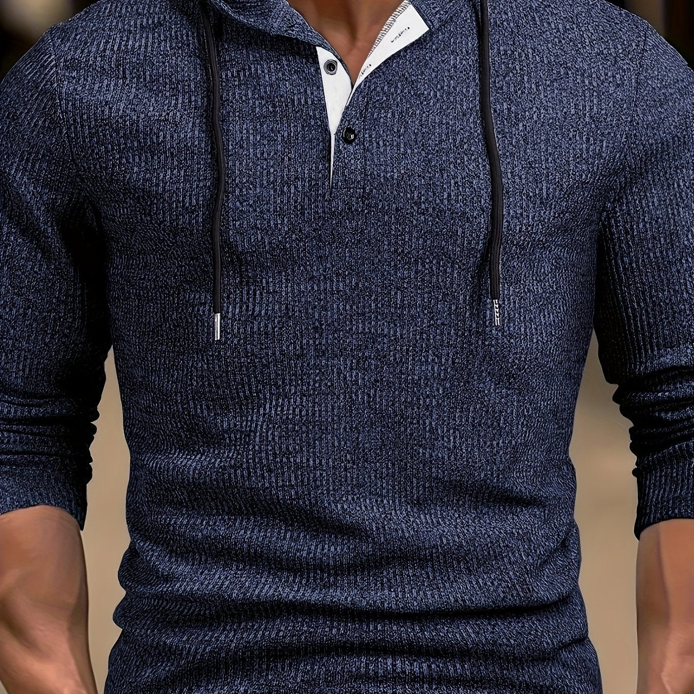 Men's Color Block Hooded Henley Shirt by VM