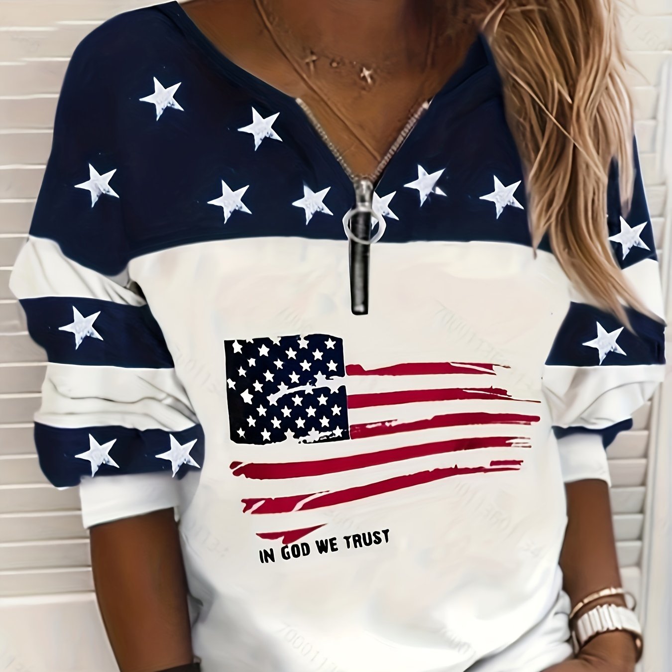 American Flag Sweatshirt by Brand Casual Women's Pullover