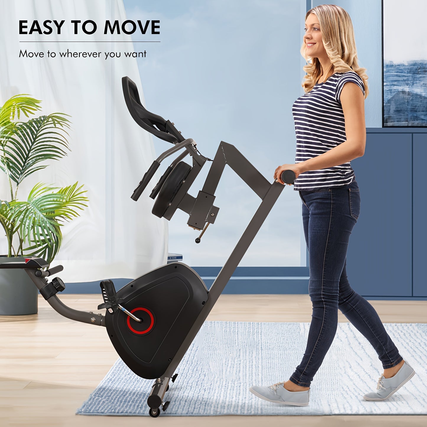 Quiet 8 Levels Recumbent Bike With Large Comfortable Seat