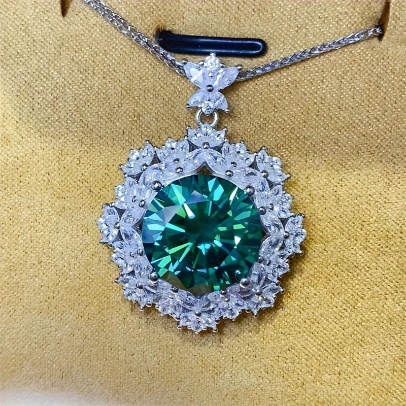 1pc S925 Silver With 18K Gold Plated Inlaid 5cts-10cts Moissanite Necklace