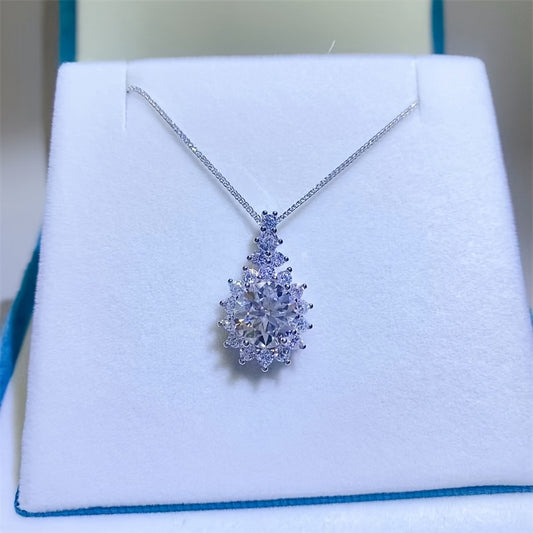 Elegant S925 Silver 18K Gold Plated Necklace with Moissanite