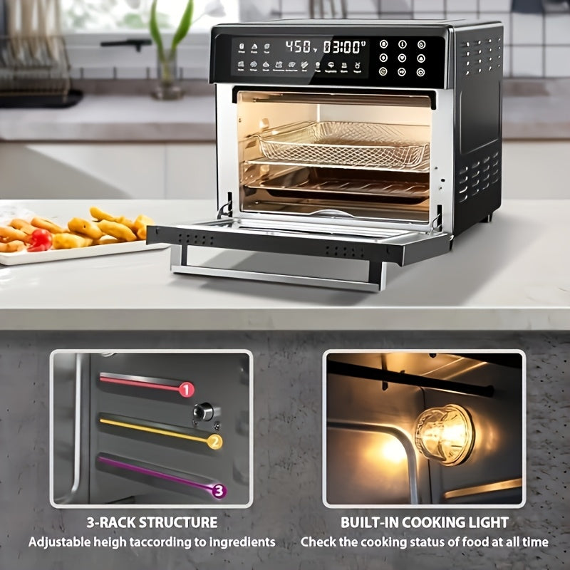 24QT Air Fryer Oven by Cusimax, 10-in-1 Function Selection with One Click, Equipped with Rotisserie Setting, Free Control of Time and Temperature