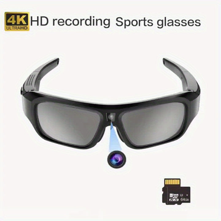 4K HD Smart Glasses Camera USB Rechargeable 180-Min Battery Life