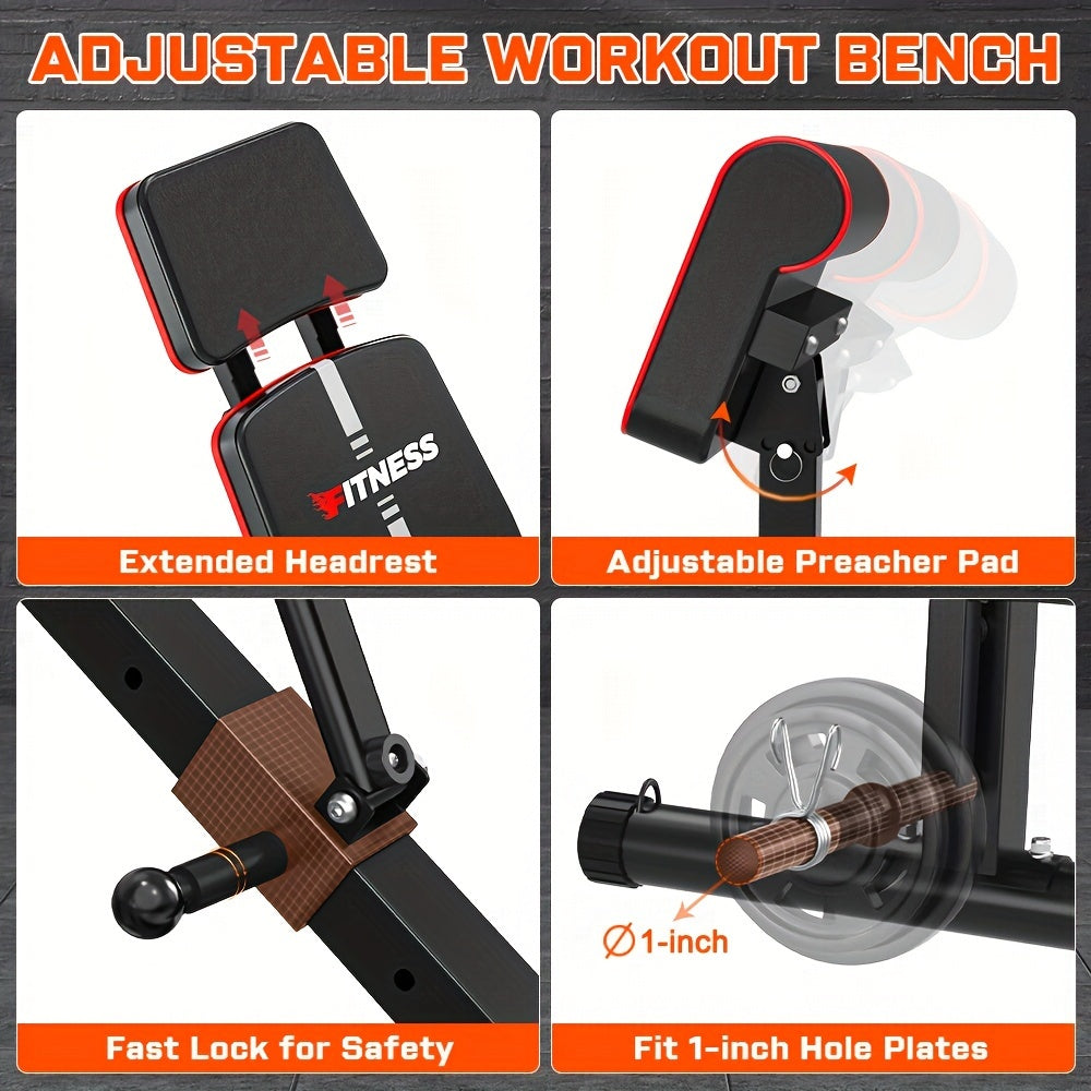 Workout Bench For Home Gym, Foldable Incline Decline Benches For Full Body Workout 770lbs