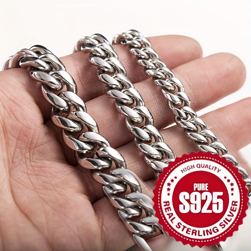 Stylish 925 Silver Cuban Link Necklace Hypoallergenic Silver