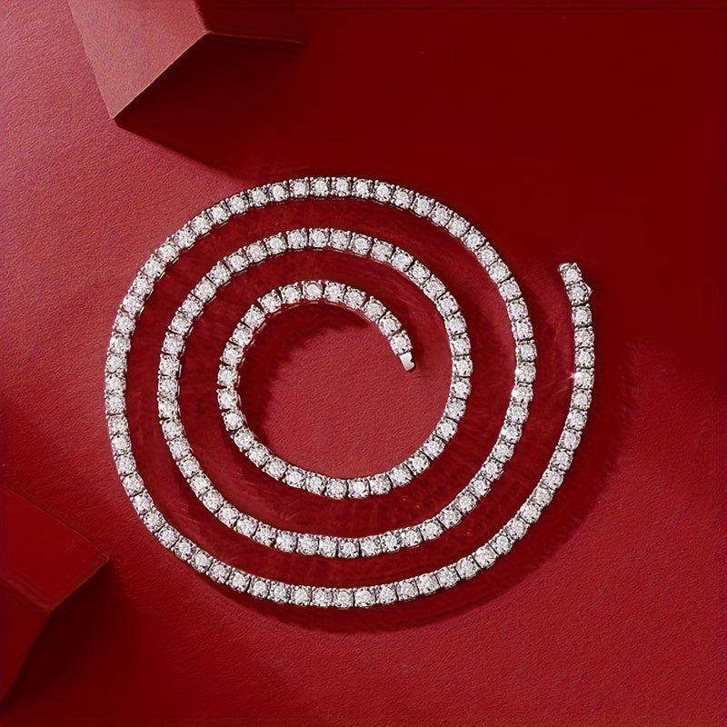 Moissanite Necklace - 925 Sterling Silver Tennis Chain Couples