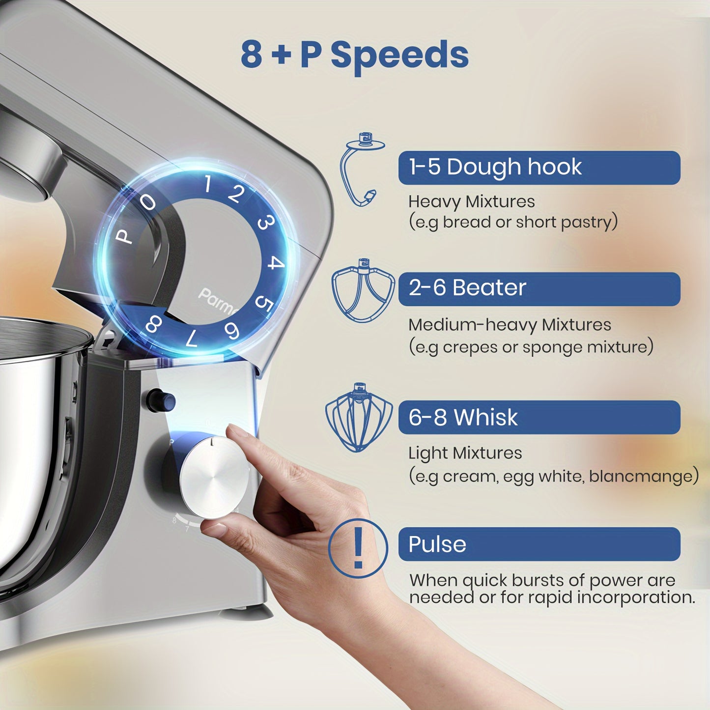 8-Speed Electric Stand Mixer Machine With 4.75QT Bowl