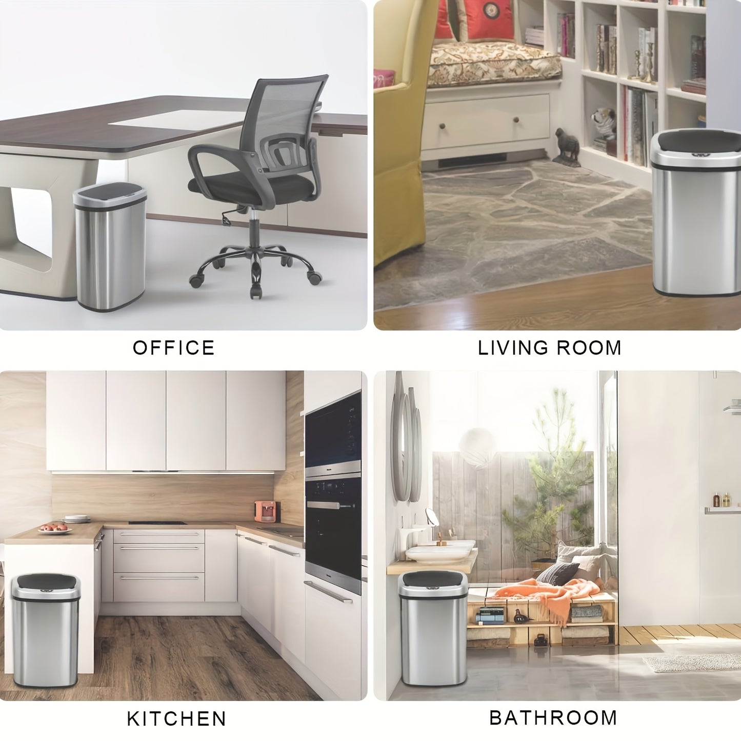 Automatic Garbage Can Touchless Motion Sensor Stainless Steel Trash Can with Lid Anti-Fingerprint