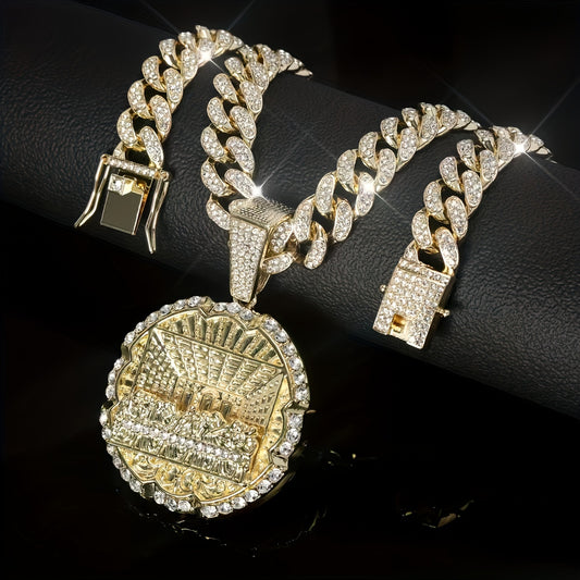 Last Supper Disc Pendant Necklace, Hip Hop Cuban Chain, Fashion Trend Personality, Fashion Party Choice, Gift Box