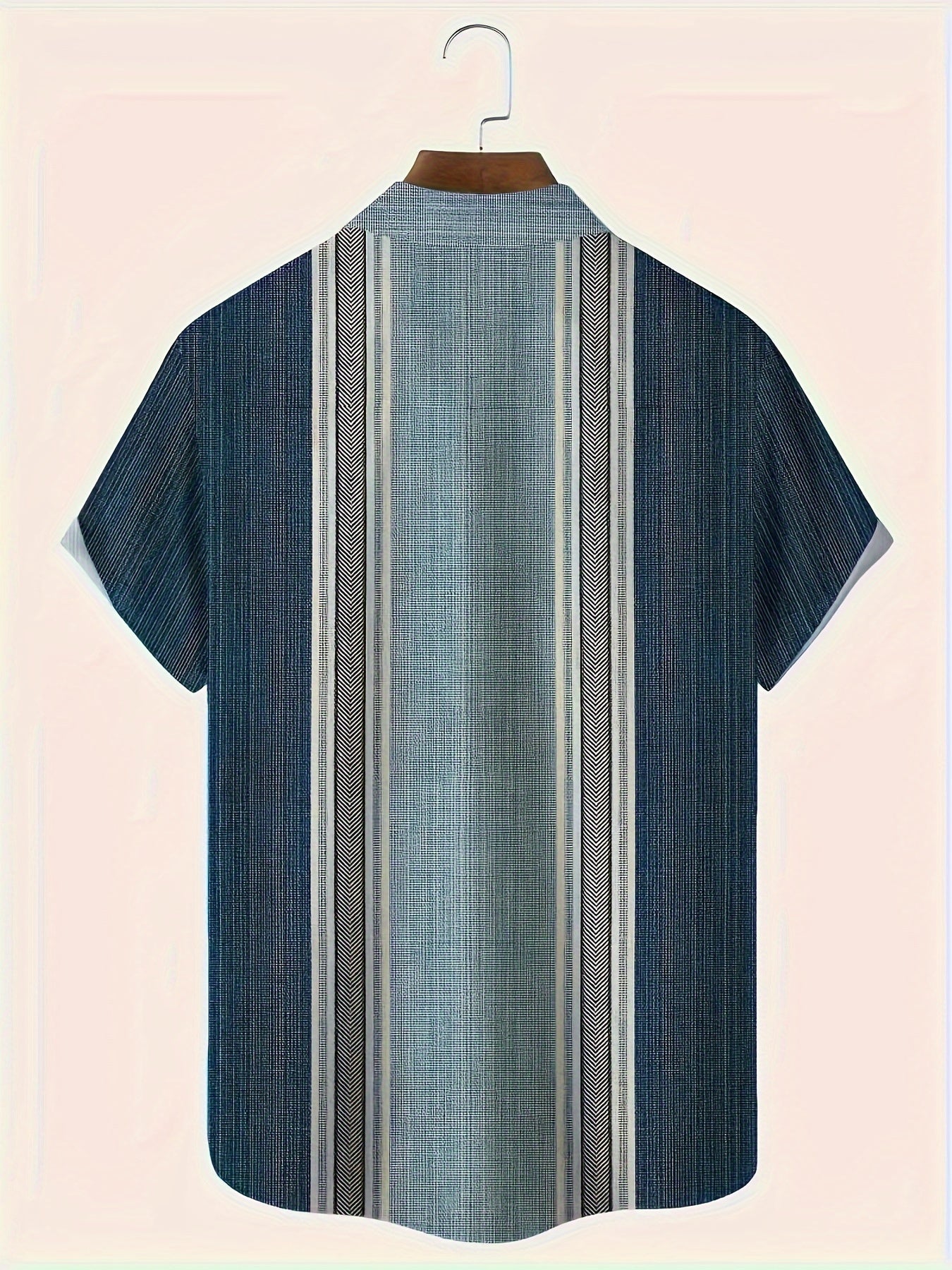 Summer Breathable Men's Short Sleeve Striped Shirt - Casual Button-Up for Vacation & Outdoor Activities