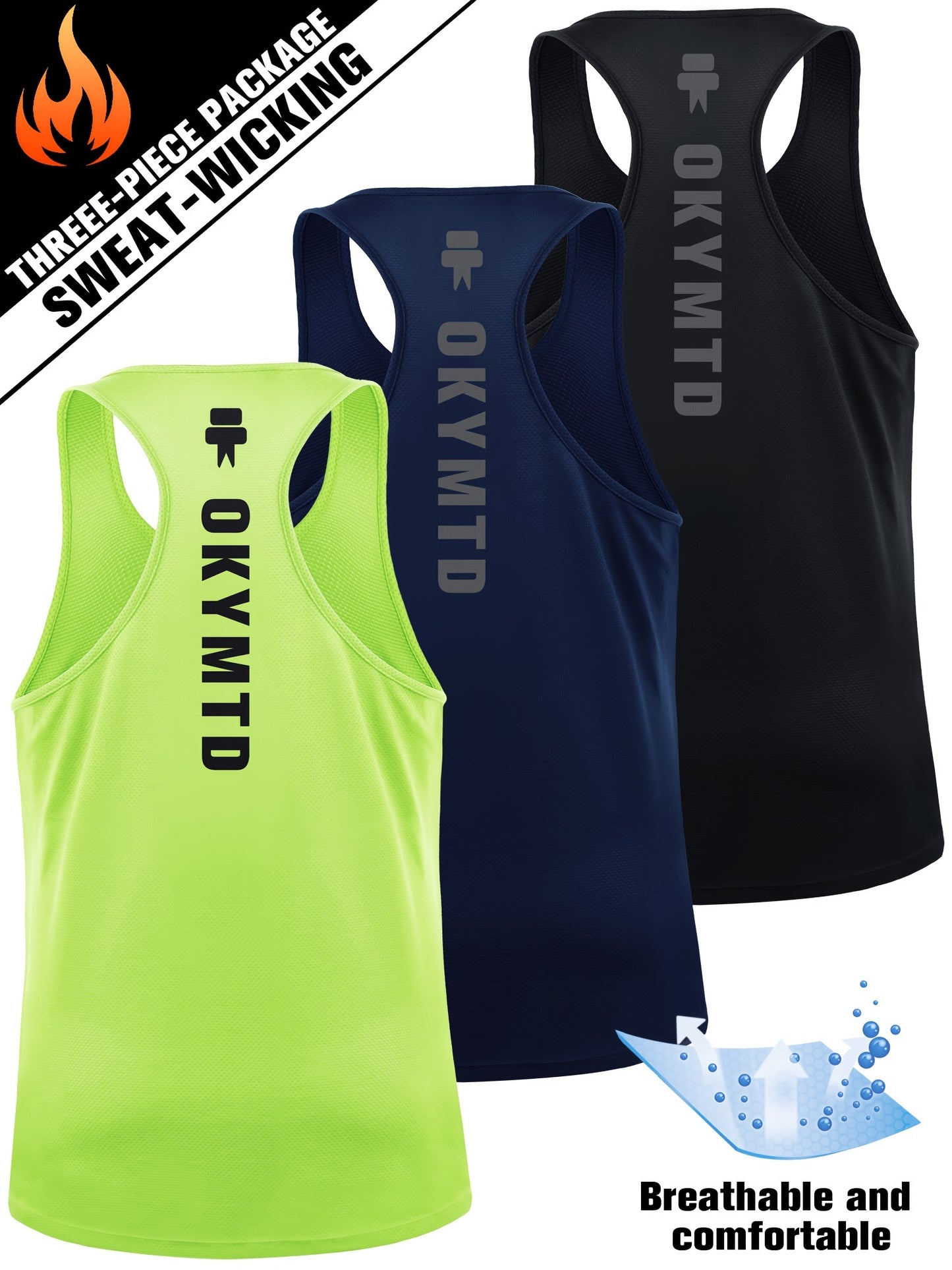 Quick Dry Men's Athletic Tank Tops by Unknown Brand - 3 Pack