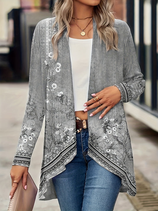 Spring And Autumn New Women Tops Floral Print Cardigan