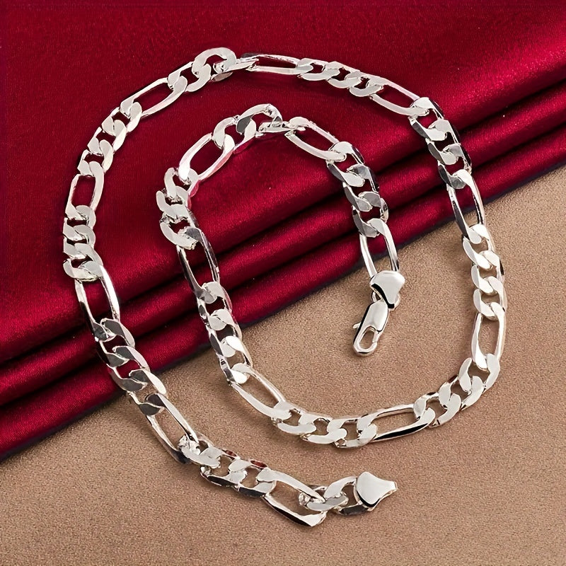 925 Sterling Silver Figaro Necklace Nickel Free Lead Free