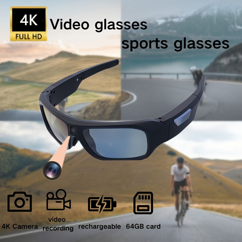 4K HD Smart Glasses Camera USB Rechargeable 180-Min Battery Life