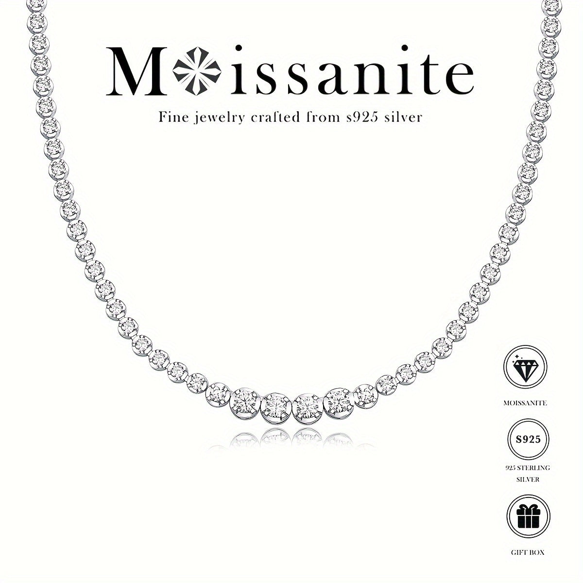 S925 Silver 18k Gold Plated Moissanite Necklace Blazing