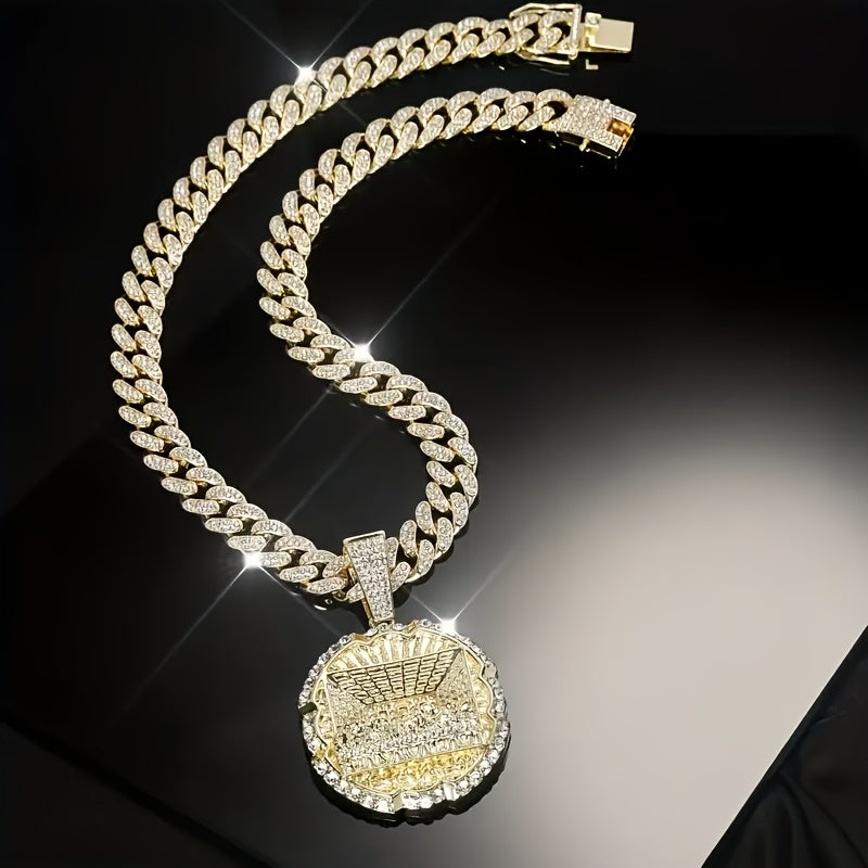 Last Supper Disc Pendant Necklace, Hip Hop Cuban Chain, Fashion Trend Personality, Fashion Party Choice, Gift Box