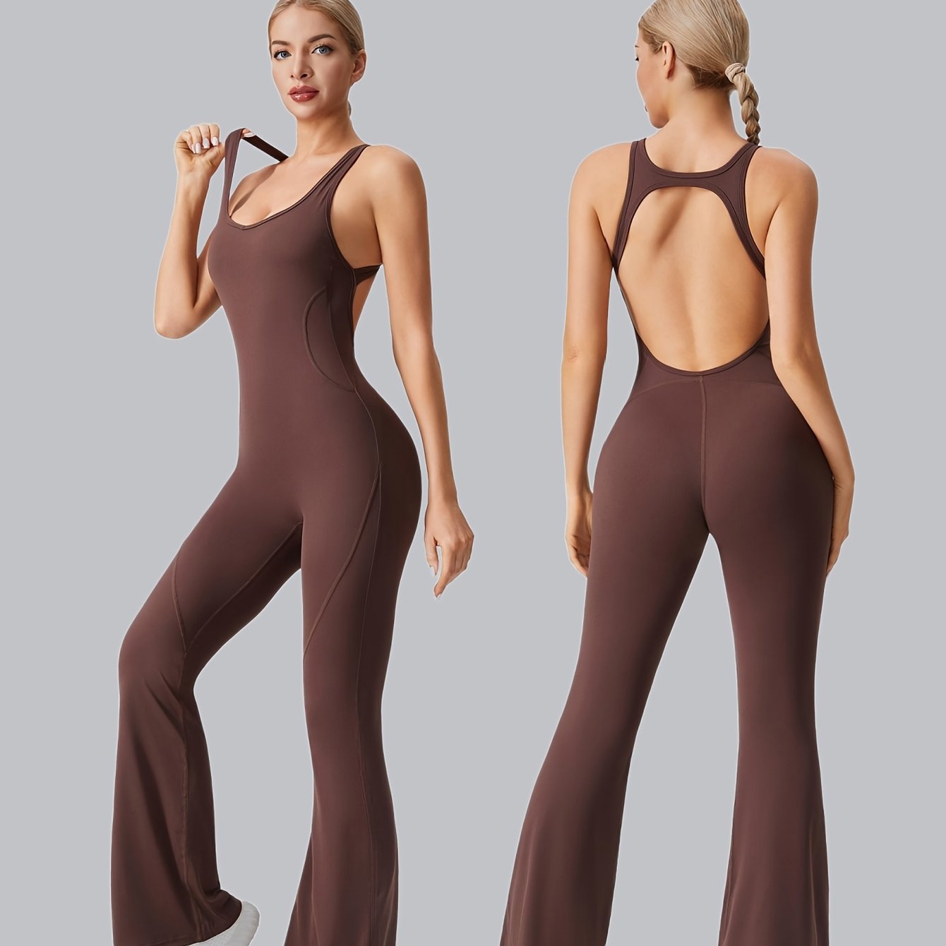 AFZ Women Removable Padded Bra Workout Jumpsuit Sportswear