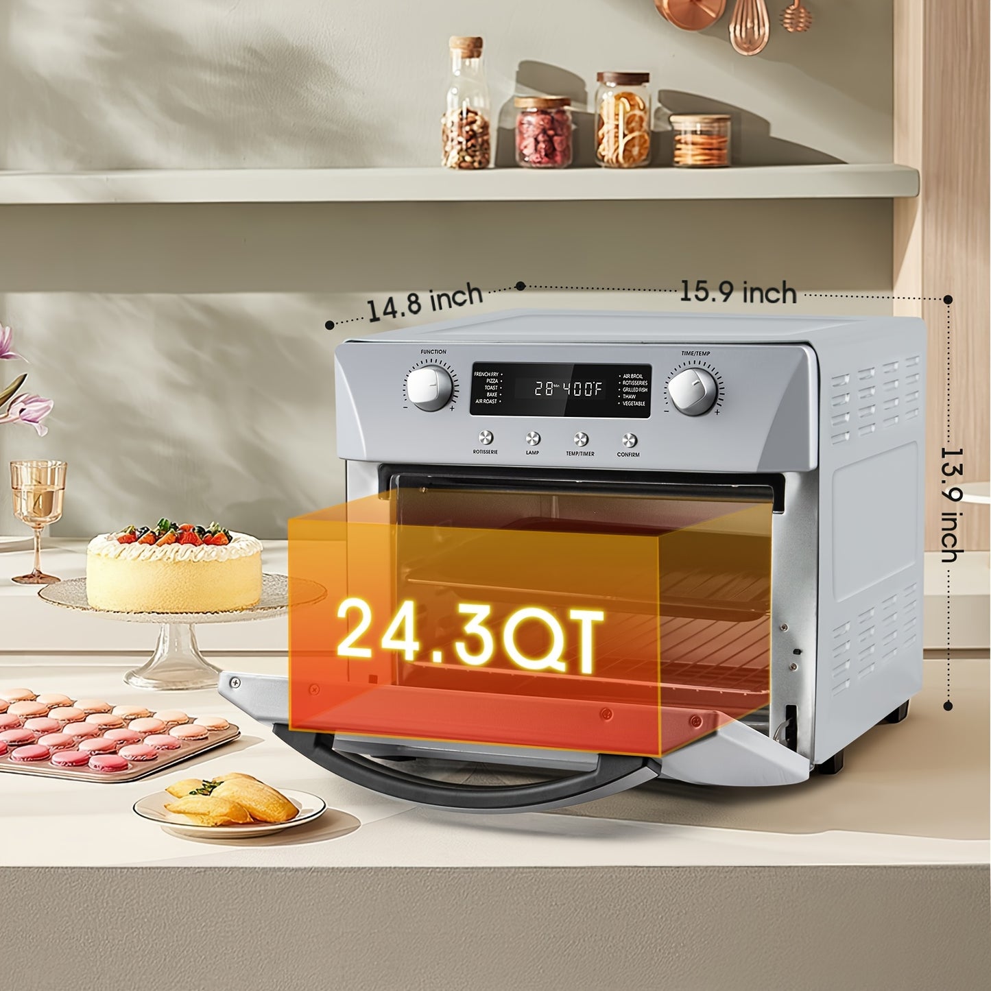 24QT Air Fryer Oven by Cusimax, 10-in-1 Function Selection with One Click, Equipped with Rotisserie Setting, Free Control of Time and Temperature