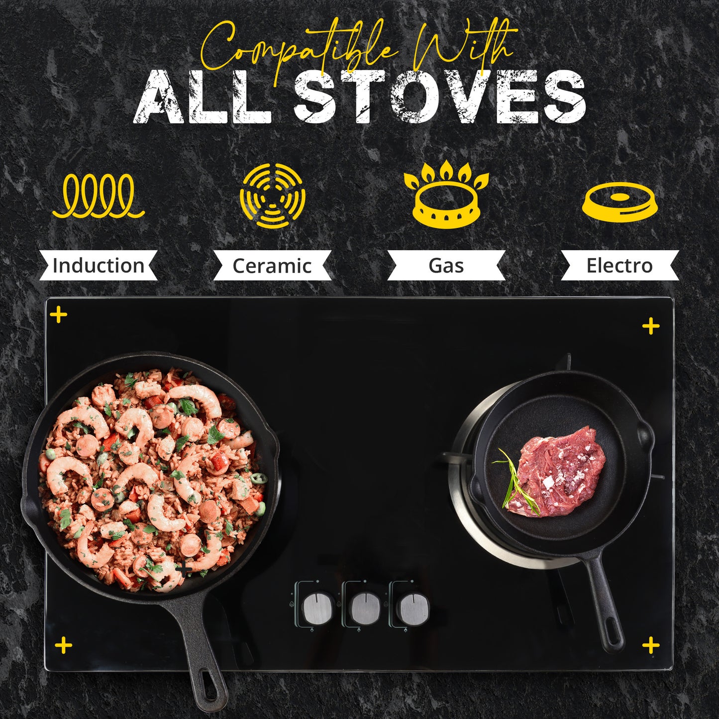 Utopia Kitchen Pre-Seasoned Cast Iron Skillet 3 Piece Set