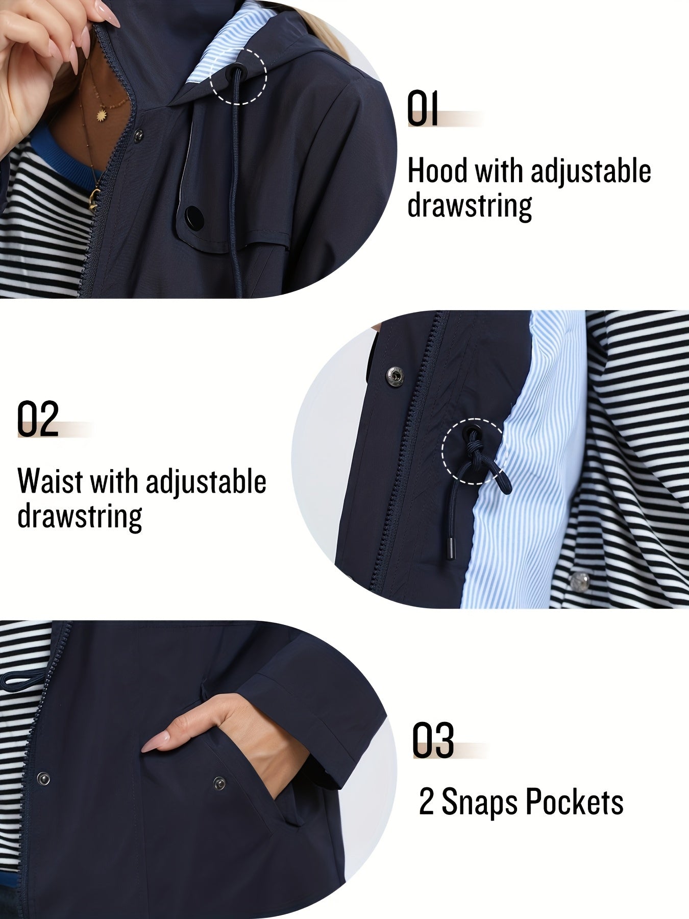 Women's Elegant High Quality Windbreaker Raincoat with Hood - High Elasticity Mid-Length Long Sleeve Jacket, Beige Trench Coat for Spring/Fall Outdoor Commute & Casual Outings, Spring Fall Jacket | Elegant Raincoat | High Qua