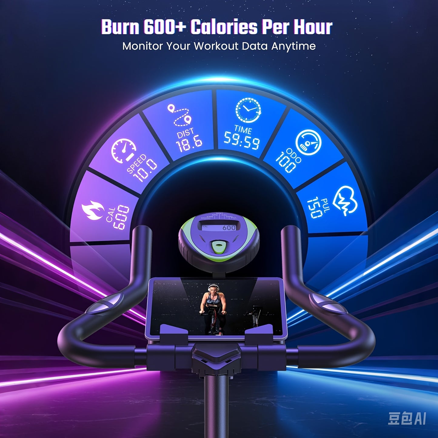 Adjustable Spin Bike - Quiet Smooth Operation for Full Body Workout