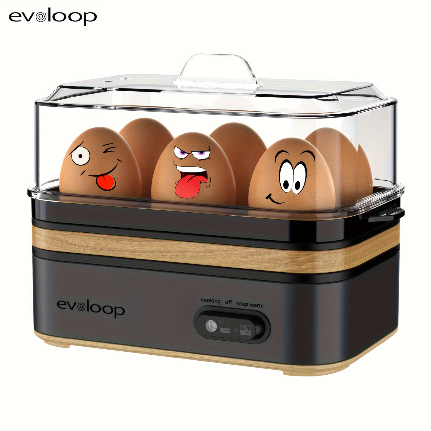 Evoloop Rapid Egg Cooker For Hard Boiled Eggs, Poached Eggs, Scrambled Eggs, Or Omelets With Auto Shut Off