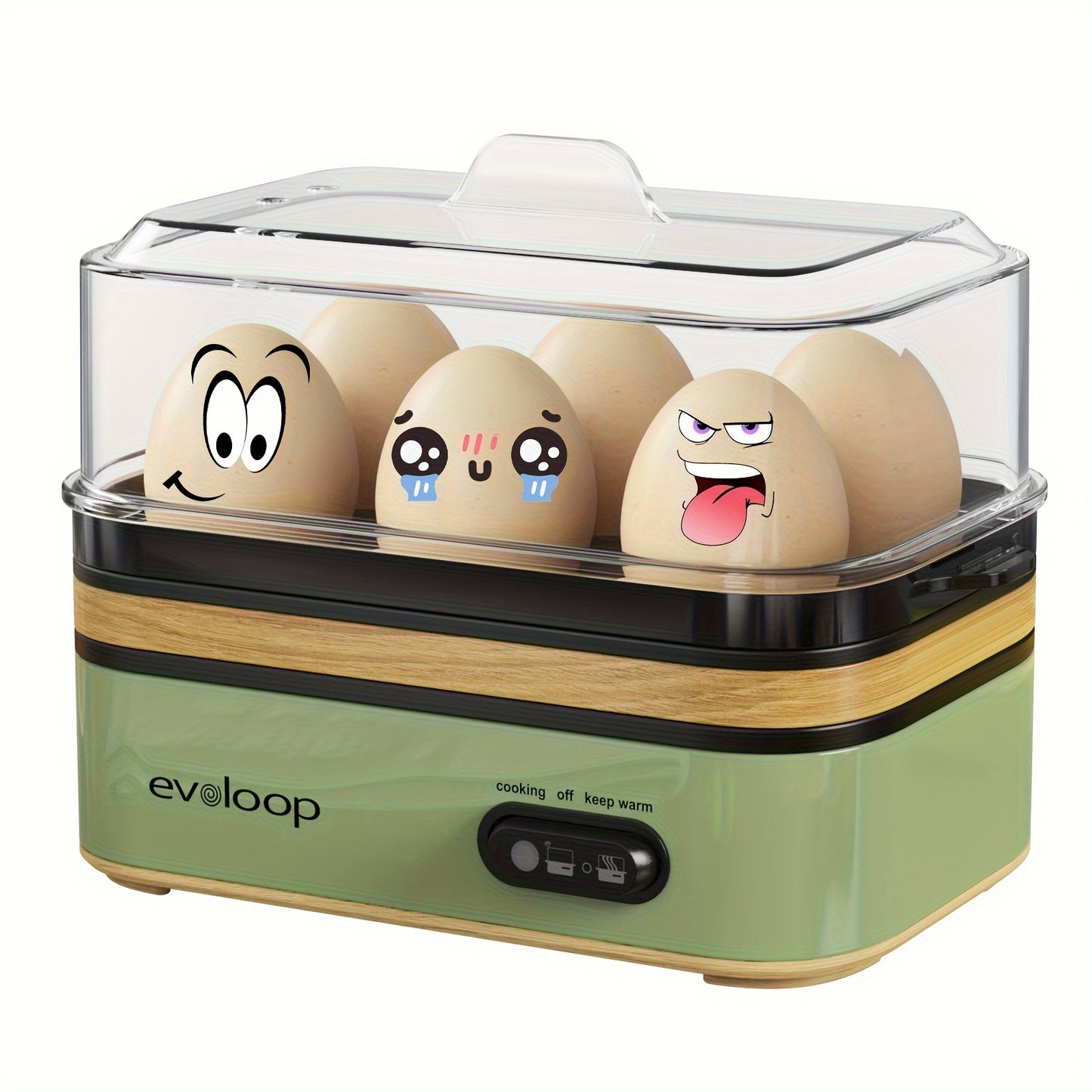 Evoloop Rapid Egg Cooker For Hard Boiled Eggs, Poached Eggs, Scrambled Eggs, Or Omelets With Auto Shut Off