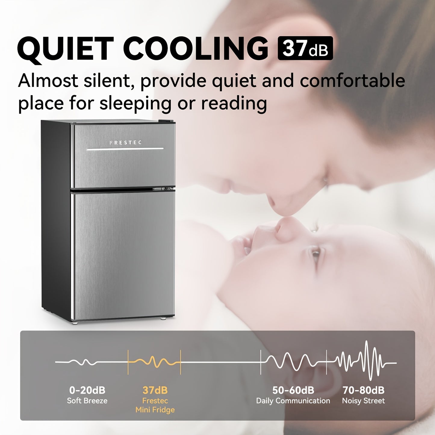 Frestec 3.5 Cubic Feet Mini Fridge With Freezer Compartment