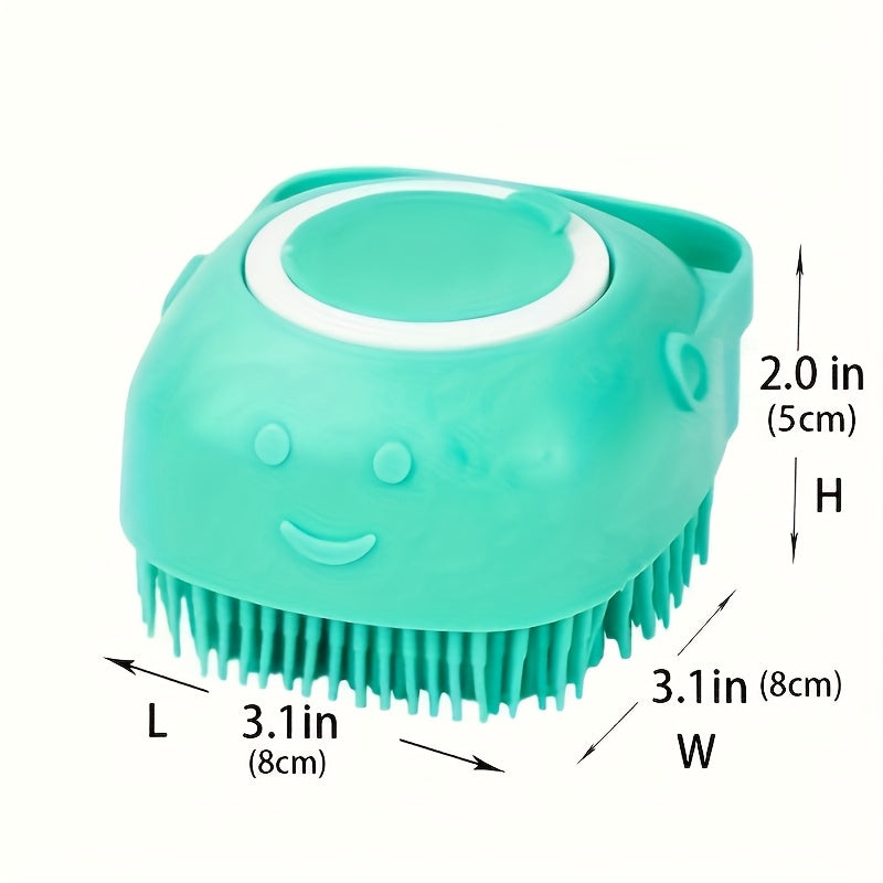 Dog Bath Brush with Shampoo Storage Cat Scrubber Soft Silicone Bristle Soap Dispenser for Long and Short Haired Dogs and Cats Shower