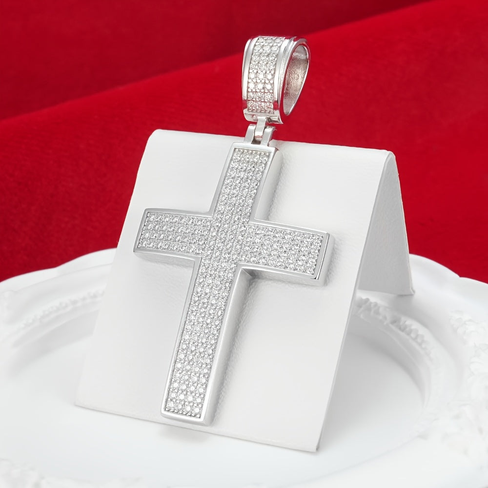 925 Silvery Moissanite Necklace Cross Design Gift Box
