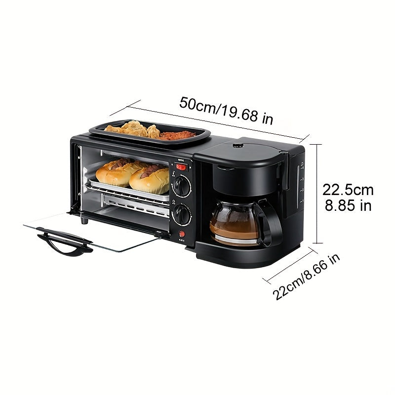 3 In 1 Portable Oven With Coffee Maker And Non-stick Grill