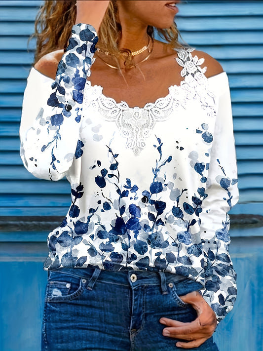 New Off-shoulder Long-sleeved Spring Autumn Lace T-shirt