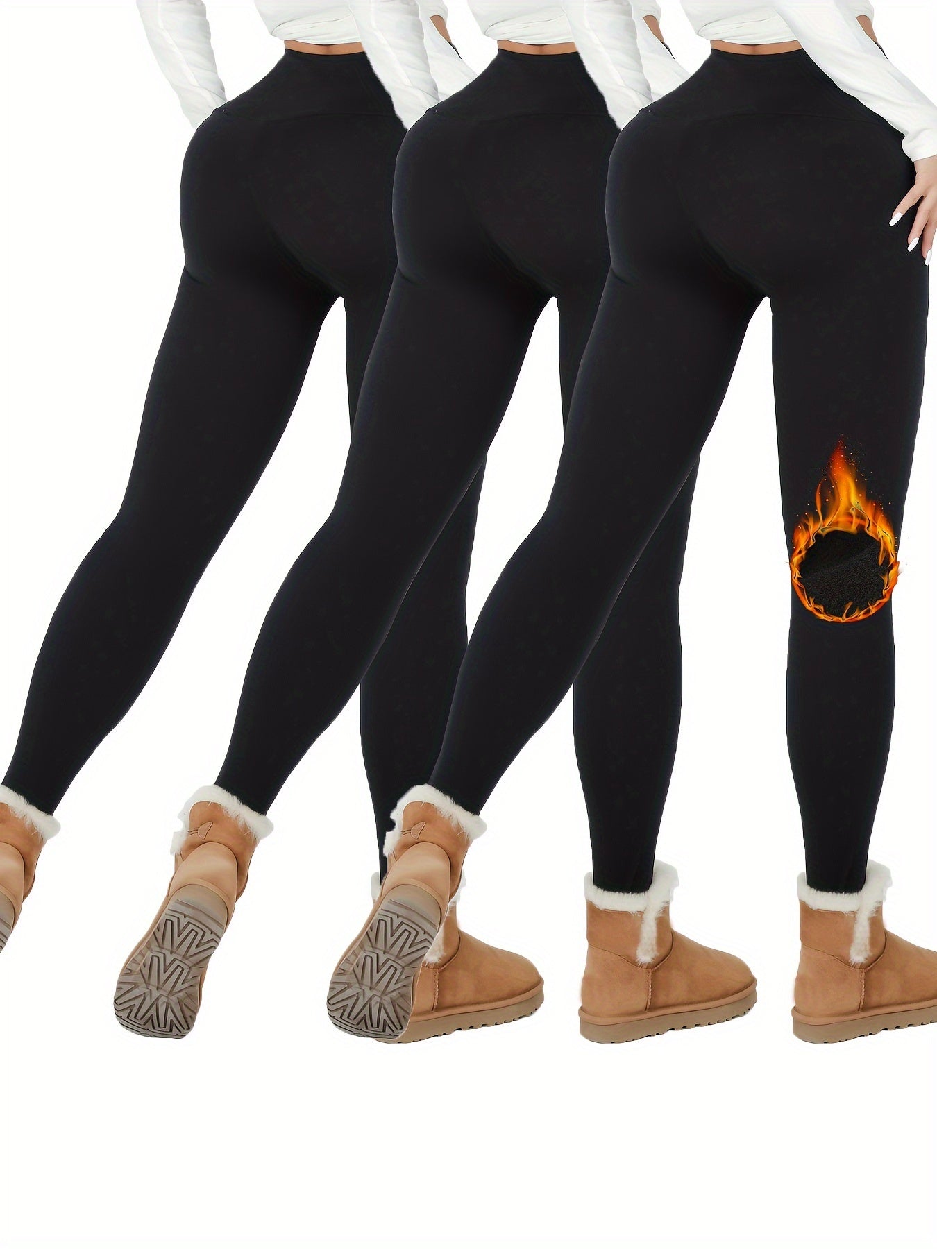 3 Pack Super Soft Plush Lined Thermal Leggings for Women, Workout Yoga Running Warm Pants