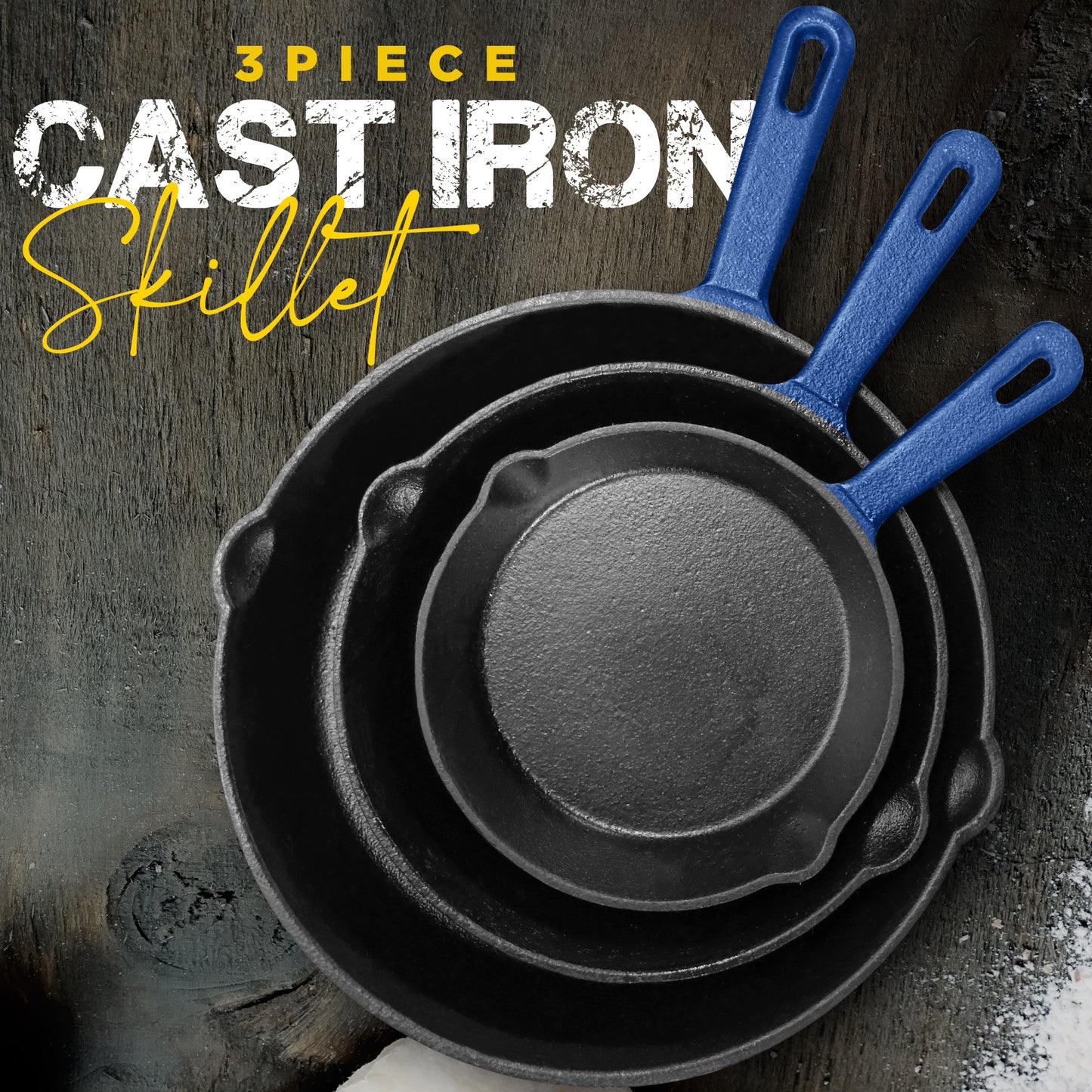 Utopia Kitchen Pre-Seasoned Cast Iron Skillet 3 Piece Set